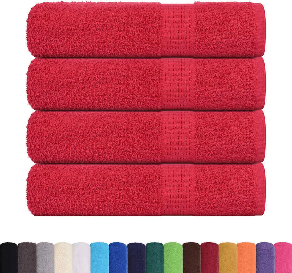 Asciugamani Bagno Rosso vidaXL 50x100 | Set 4 Pezzi Cotone Premium