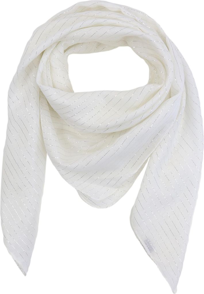 Baumwolltuch - weiß Lurex silber - quadratisches Tuch Produktbild 