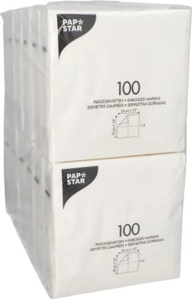 Serviettes Papier pour Restauration Rapide et Snack - Blanches 33cm - 5