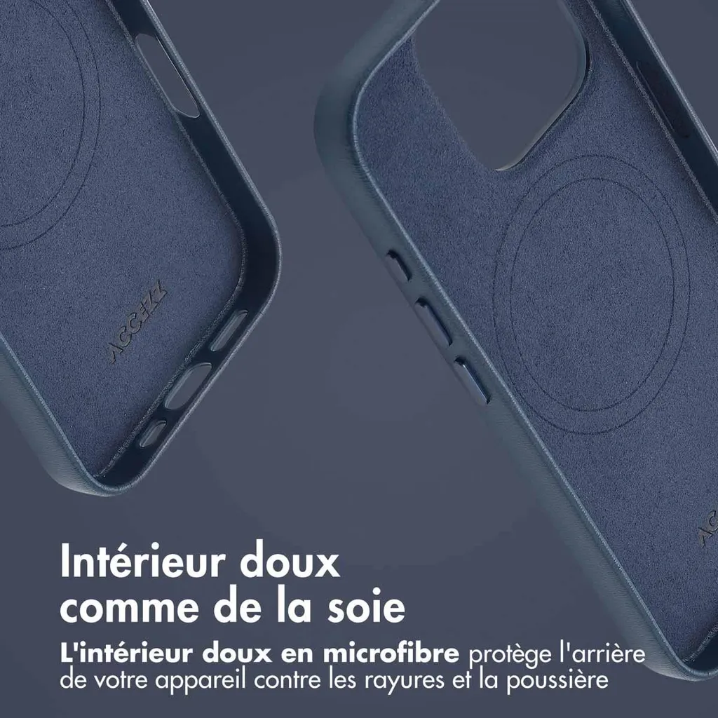 Custodia iPhone 16 Pro Pelle MagSafe - Minimal Blu Notte Accezz - 11