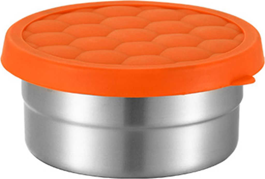 Snackbehälter aus Edelstahl für Kinder, auslaufsicherer Lebensmittelbehälter für Kleinkinder mit Silikondeckel, stapelbare Lunchbox aus Metall ...