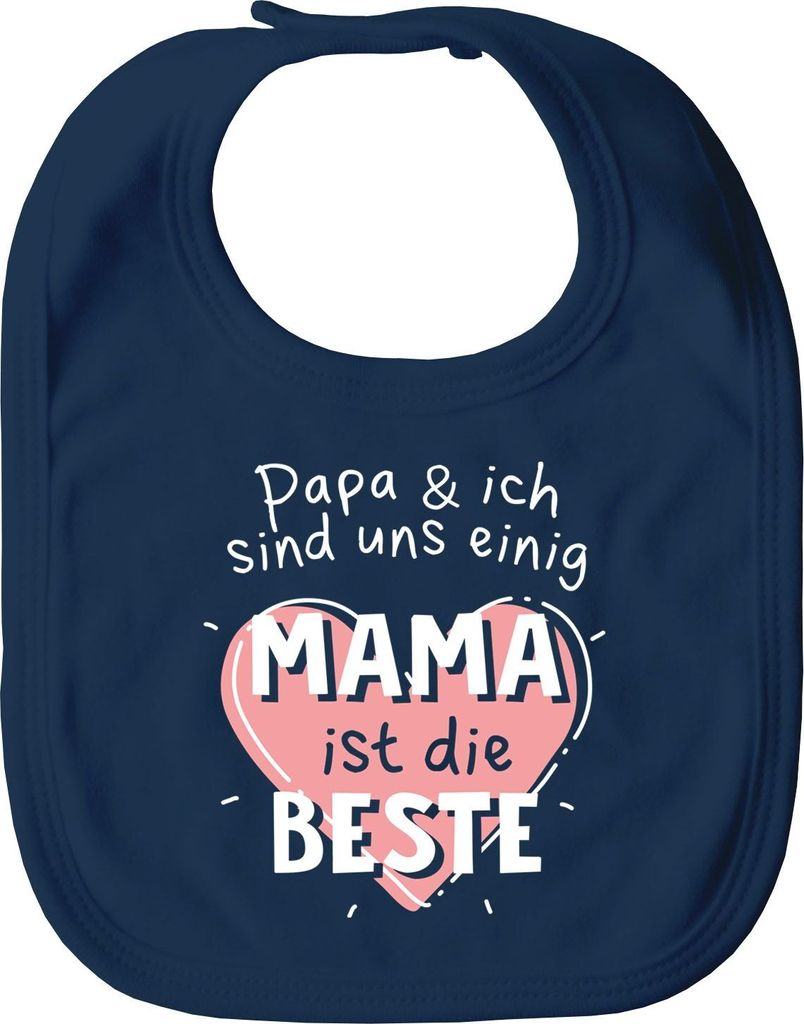 Baby Lätzchen Papa & Ich sind uns einig Mama ist die Beste Babyshirt Spruch Baumwolle MoonWorks navy unisize