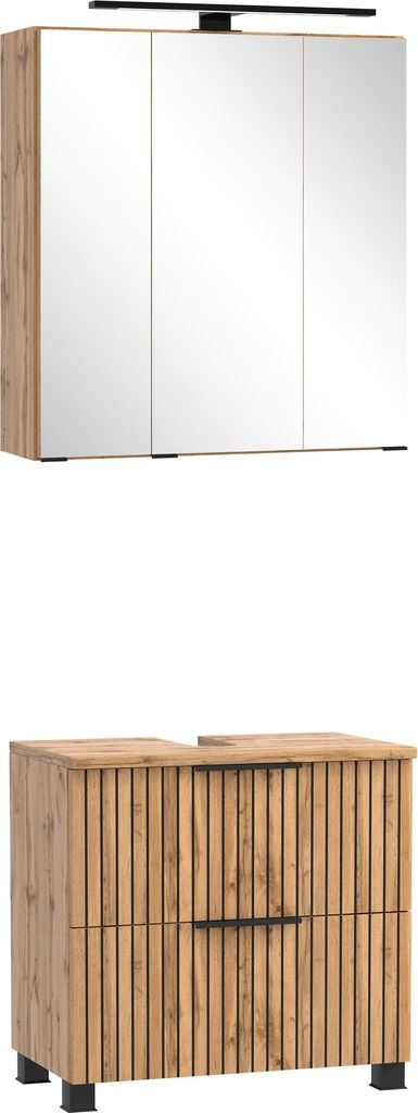 Badmöbel-Set >Nizza< (2-tlg.) in Wotaneiche - 60x35cm (BxT)