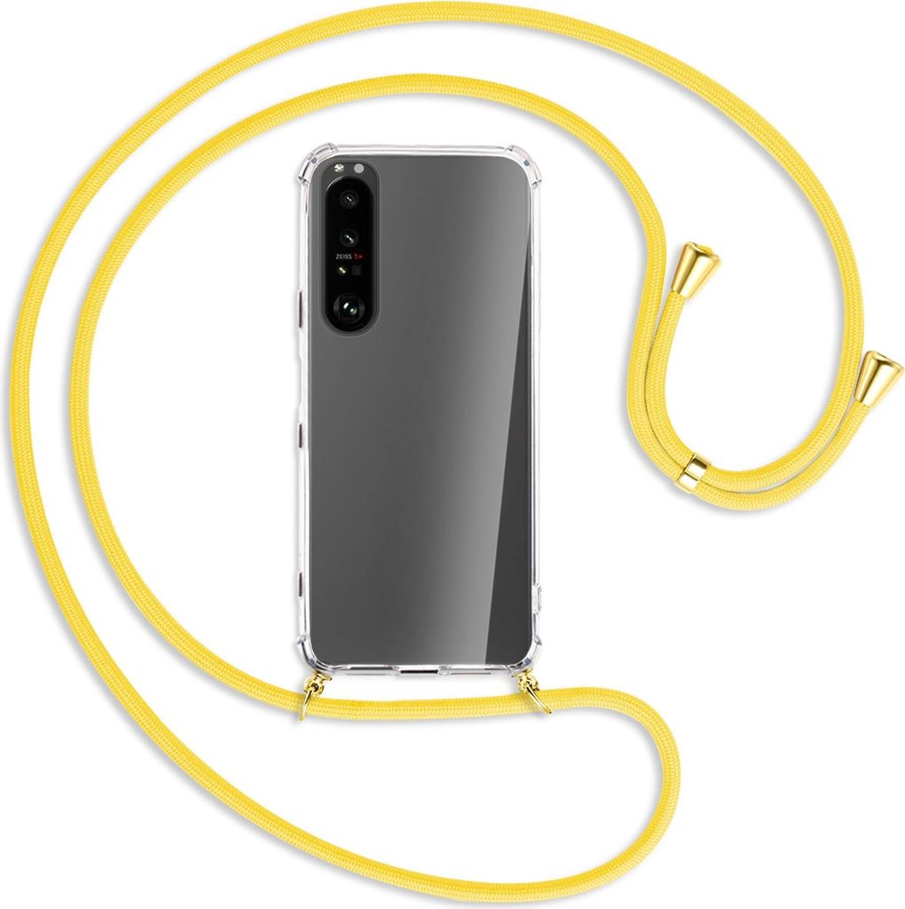 Handykette Backcover-Schutzhülle mit Band (Metall goldfarben) für Sony Xperia 1 III - gelb