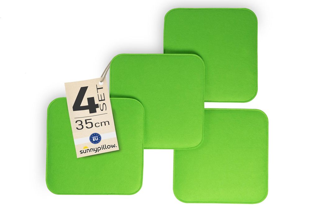 sunnypillow 4er Set Stuhlkissen aus Filz quadratisch 35x35 cm | gemütliche Filzkissen für Bank und Stuhl | Indoor/Outdoor | Sitzkissen Sitzauflag...