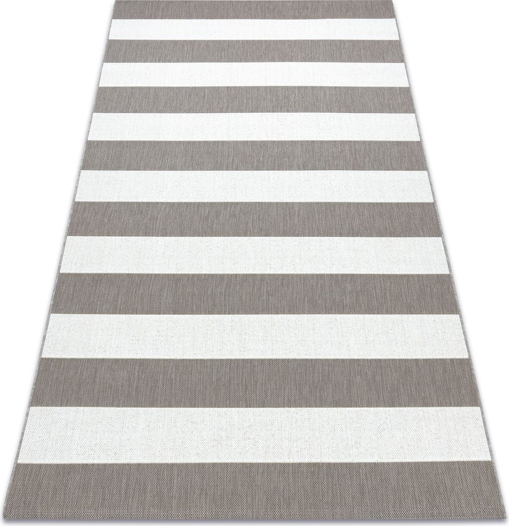 Teppich FLAT SISAL 48644686 Streifen weiß beige Grau 120x170 cm