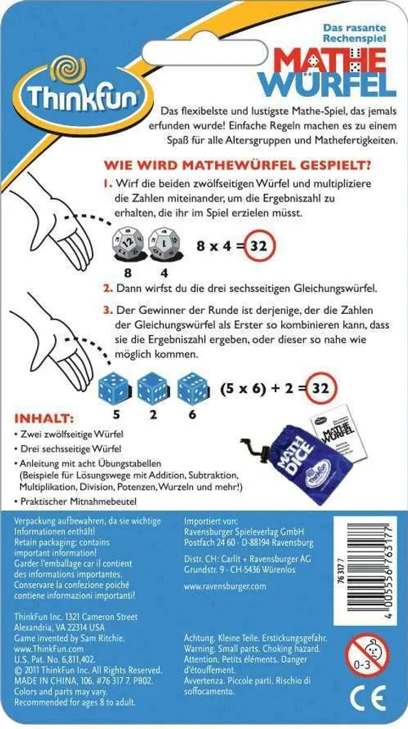 Jeu de Logique Cube de Maths 76317 Thinkfun avec Défis Progressifs - 3