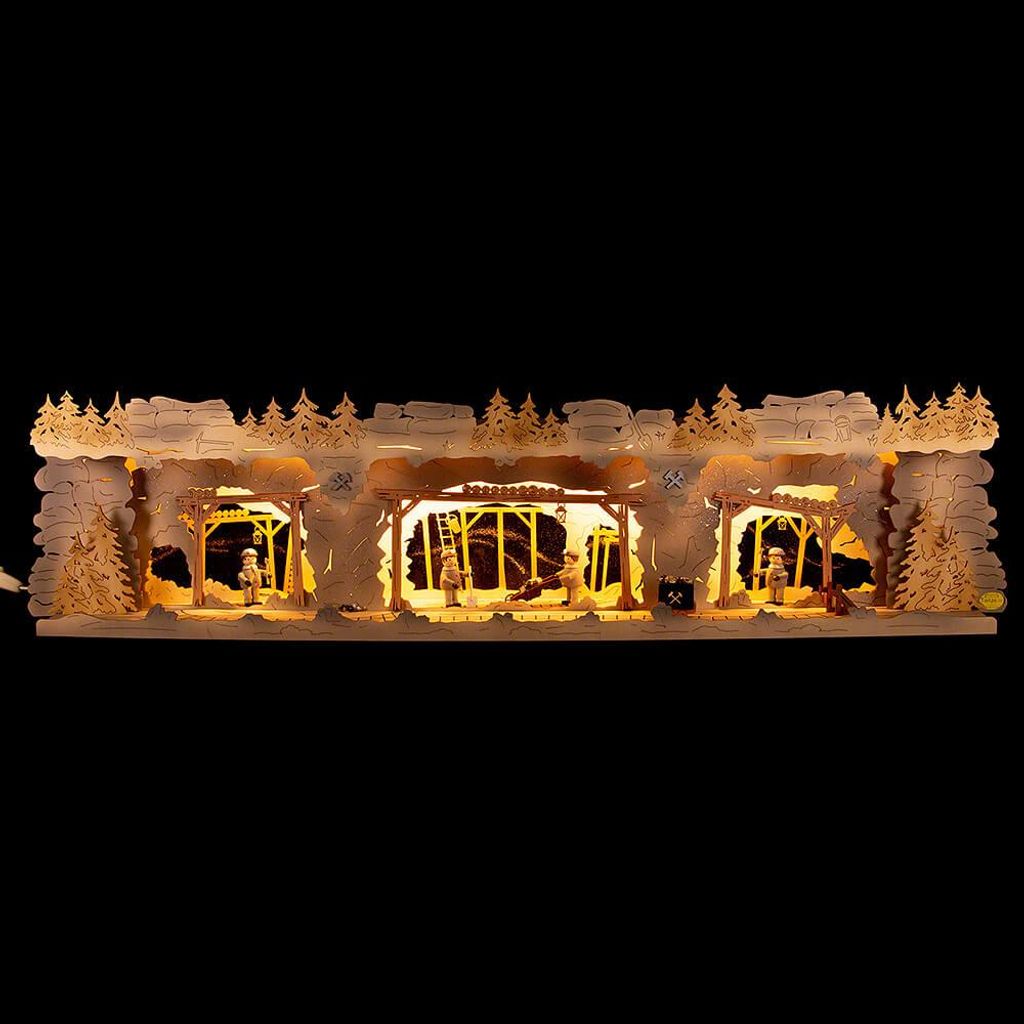 Schwibbogenerhöhung Bergbau mit Bergleuten (75x20x16cm) von Tietze Erzgebirgsdesign