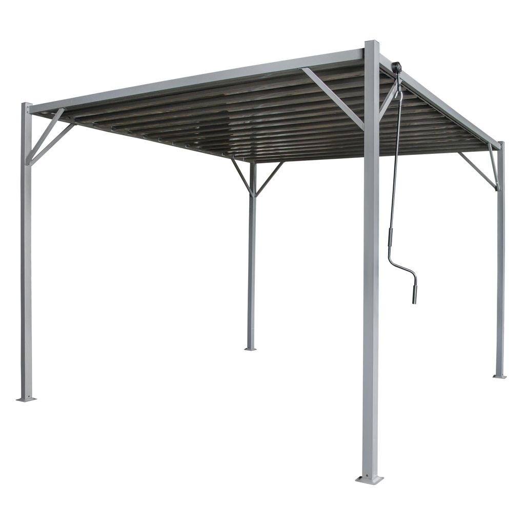 4iQ Pergola 3x4 m Grau mit verstellbarem Lamellendach – Metall Gartenpergola für Terrasse & Garten, 12 m²