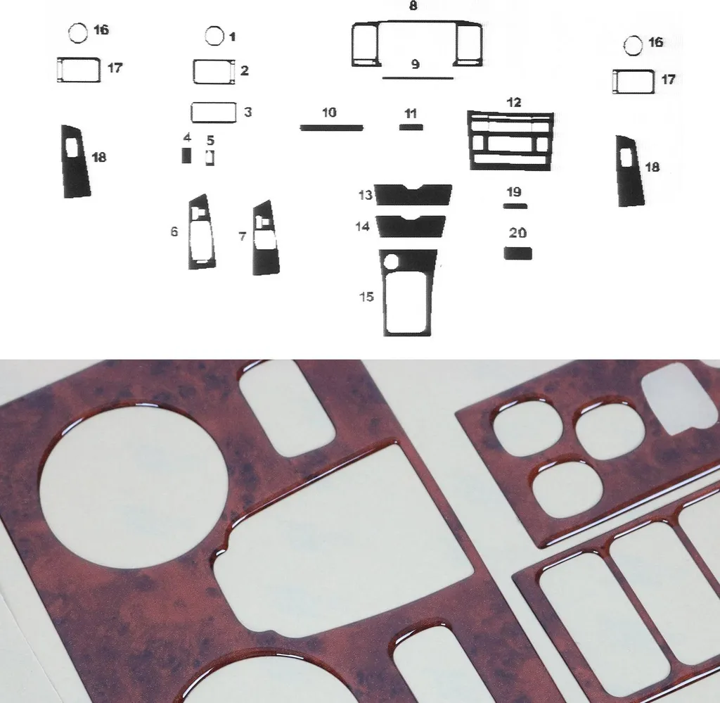 Arredamento interno abitacolo per Toyota Corolla 2006-2013 in legno di radica 20 pz