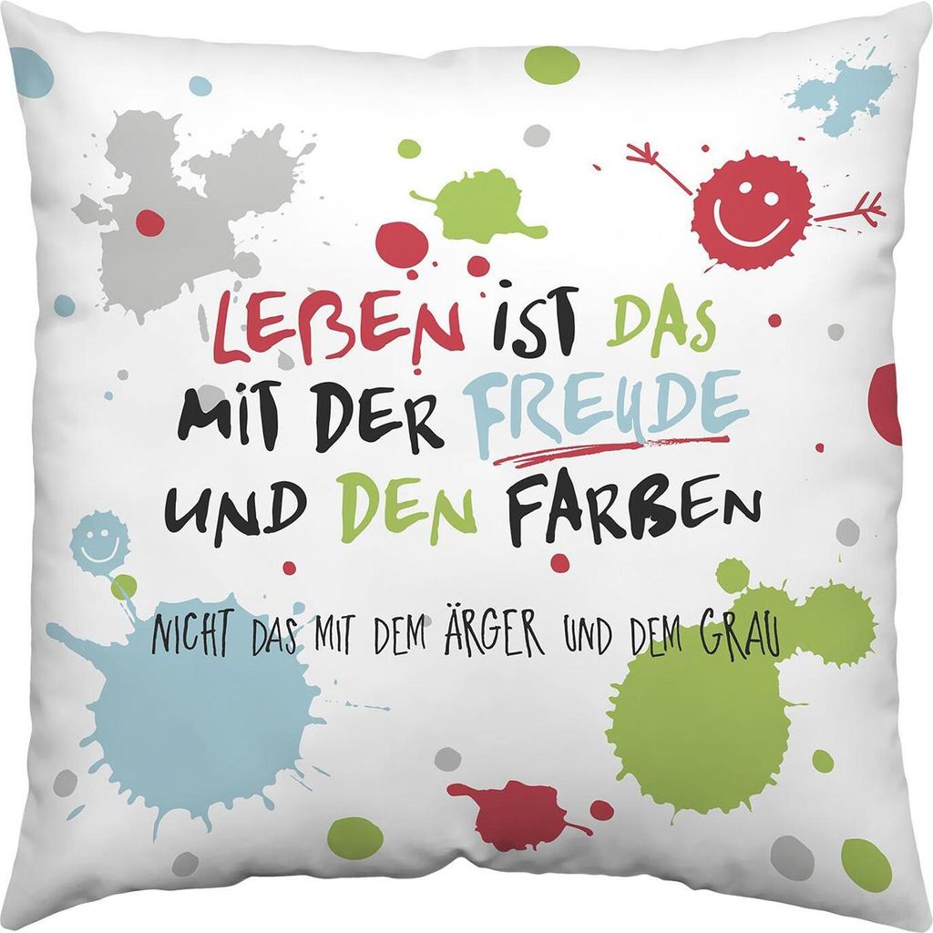 Baumwoll-Kissen "Leben ist das mit der Freude" Produktbild 