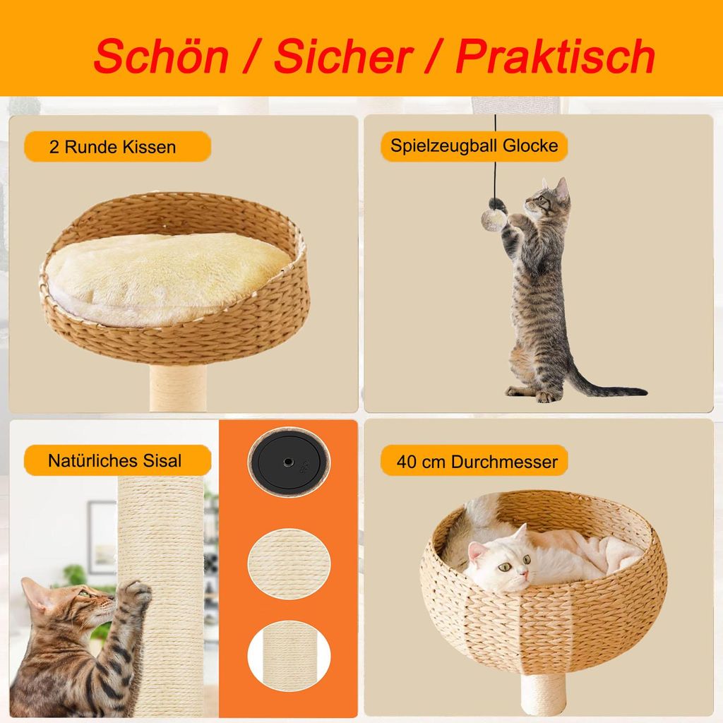 Kratzbaum Banana Leaf mit Natur-Sisal - Kletterbaum fr