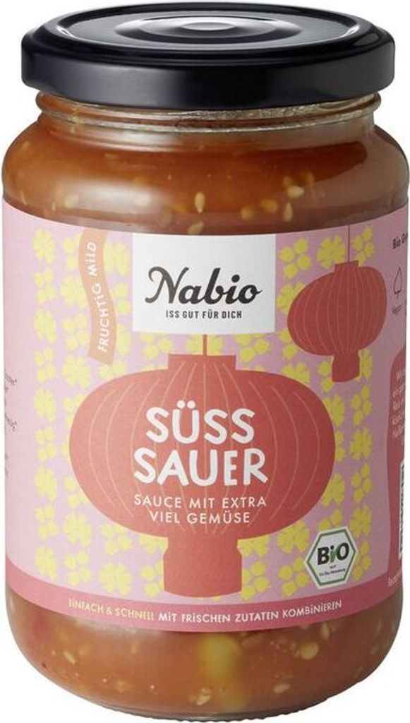 Nabio Asia Sauce Süss Sauer Sauce mit extra viel Gemüse - - 325ml x 6 - 6er Pack VPE