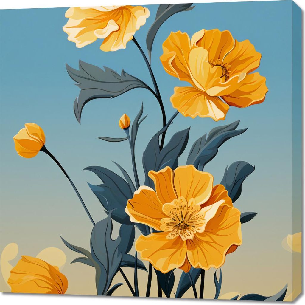 Bild 90x90cm Goldene Blumige Dämmerung