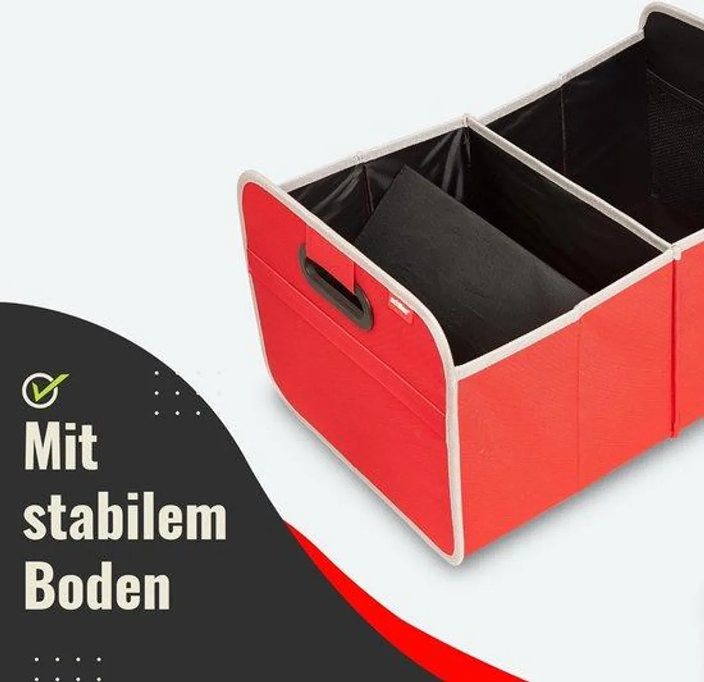 Rangement coffre voiture rouge pliable 50x32 cm pour courses et voyages