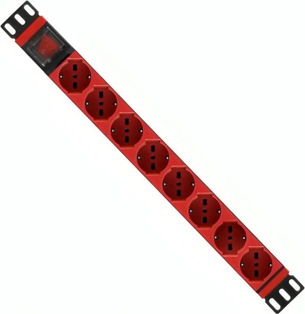 PDU rack 19 pouces rouge pour sécuriser la distribution réseau 1U