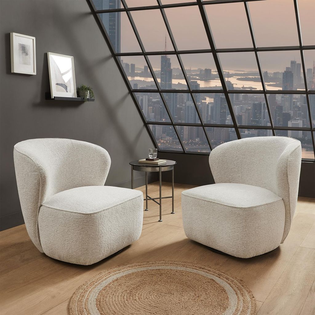 riess-ambiente Drehbarer Sessel GATSBY beige Bouclé Tweed Produktbild 