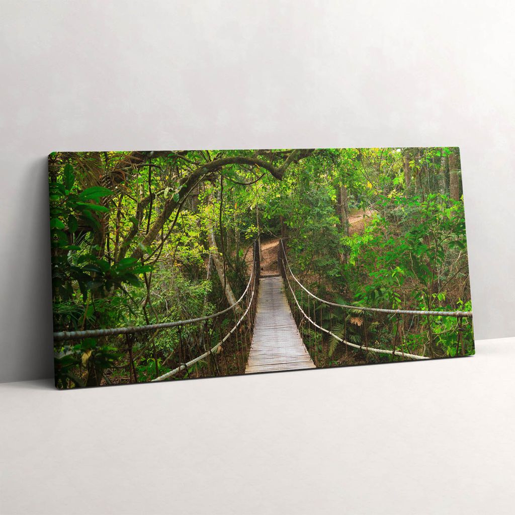 Brücke im Dschungel von Khao Yai – Leinwandbild Wandbild – 100x50 cm – Leinwandbilder – Wandbilder – Schlafzimmer – Flur