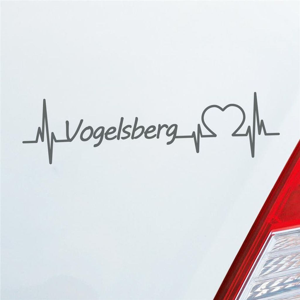 Auto Aufkleber Vogelsberg Puls Herzschlag mit Ferien Region Motiv 19x5 cm Grau Sticker Heckscheibenaufkleber