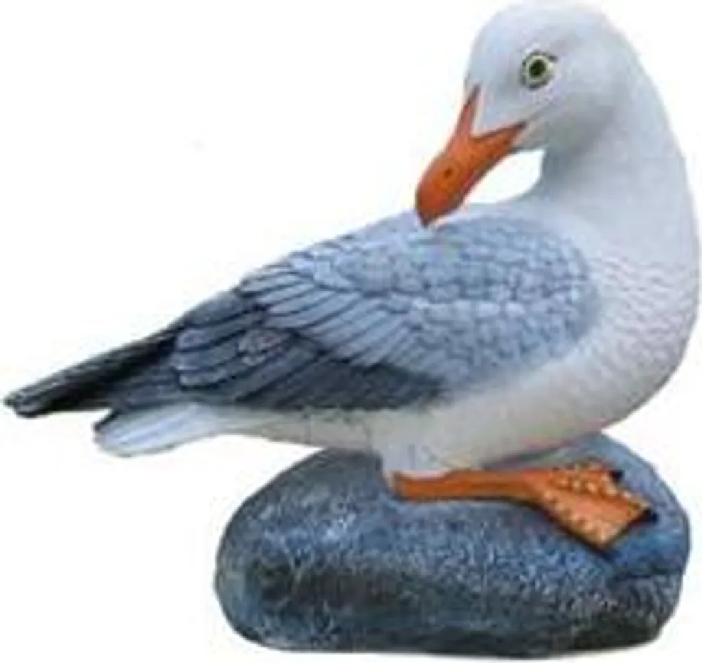 Statue mouette design en résine noire - Figurine oiseau étanche