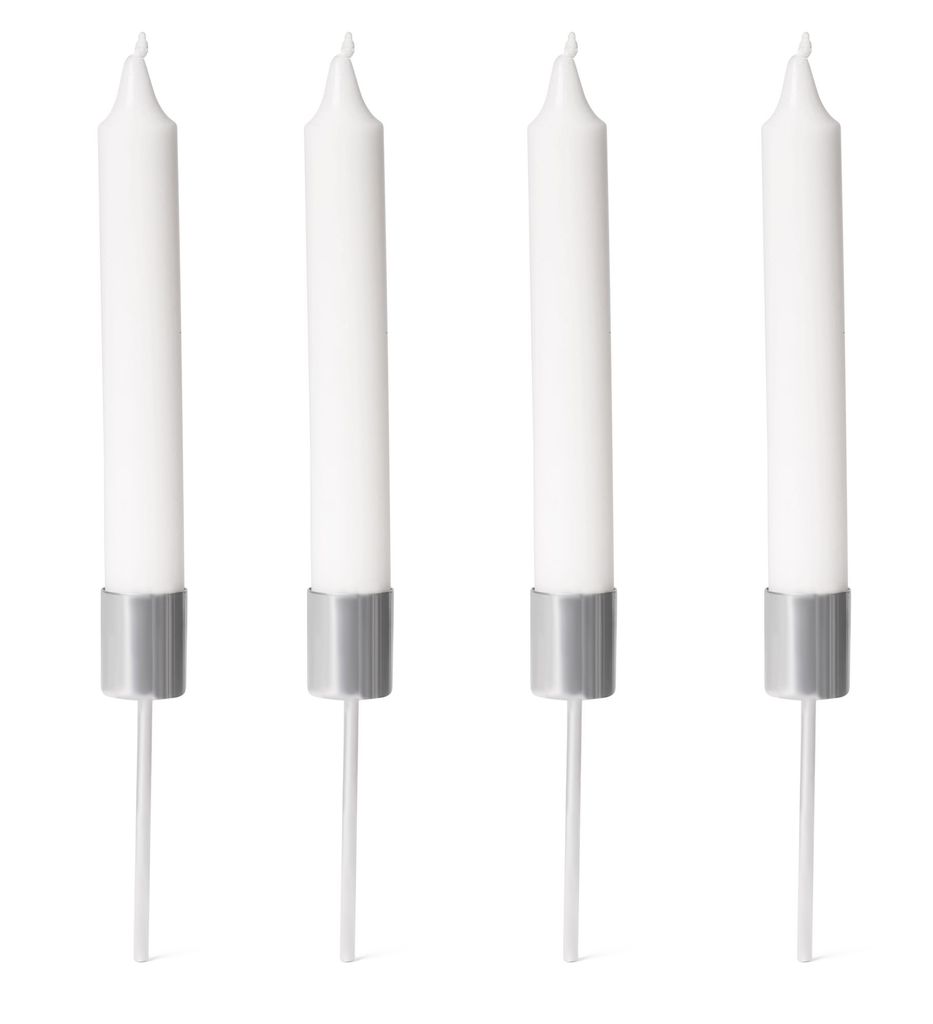 Novaliv 4x Stabkerzenhalter silber I Kerzenpick 10 x 2,5 cm Produktbild 4
