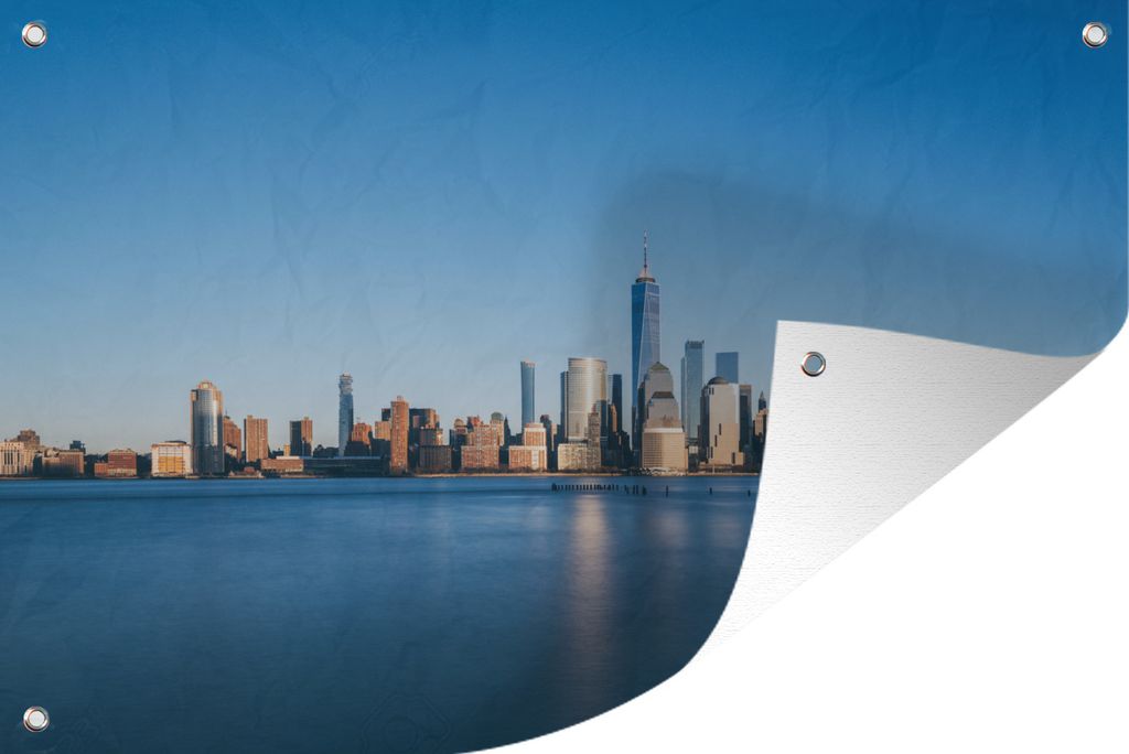 MuchoWow 60x40 cm Outdoor-Poster Gartendeko Sichtschutz Garten Poster für den Garten New York - Skyline - Blau