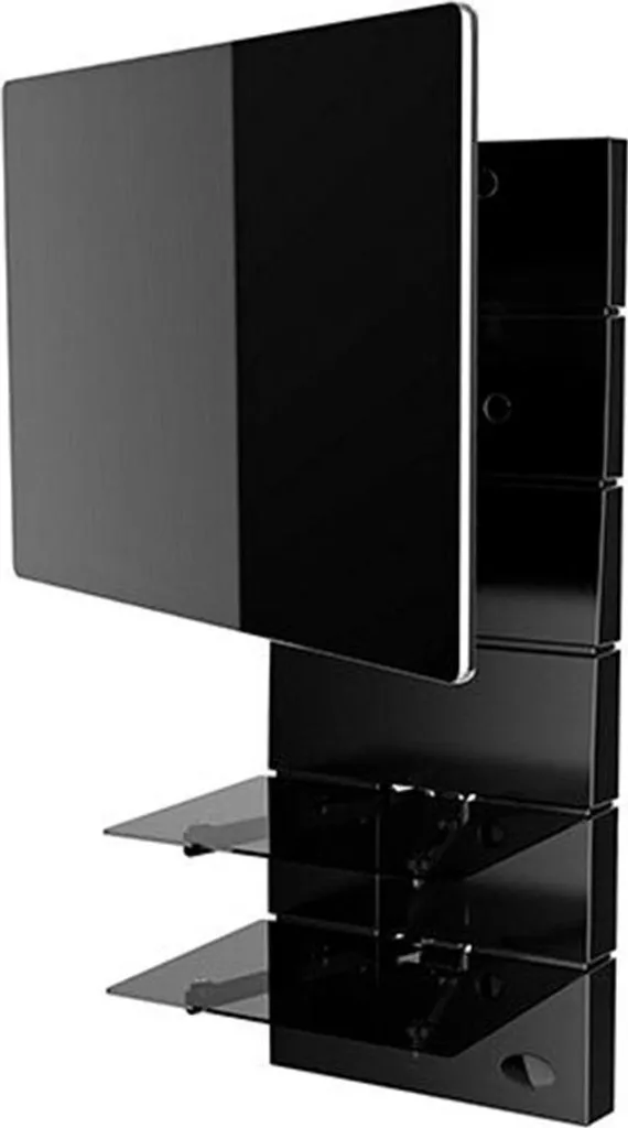 Meliconi 488313 Meuble TV avec 2 étagères en verre trempé pour salon
