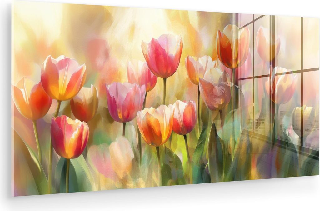 MuchoWow Glasbilder - Bilder auf Wandbild - Foto auf Glas Tulpen - Märchenhaft - Farbenfroh 80x40 cm Wanddekoration aus Glas - Acrylglasbild - Acr...