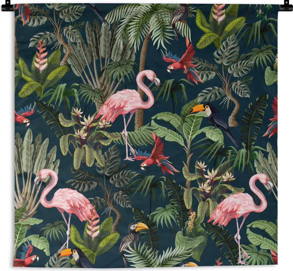 MuchoWow Wandteppich Wandbehang Jungtiere - Muster - Kinder - Flamingo - Papagei - Kinder 60x60 cm Tapisserie Dekoration Wandtuch - Dekorationen ...