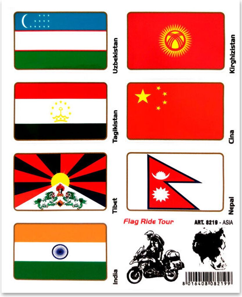 Aufkleber Sticker Flaggen Flag Ride Tour Asia für Koffer Moto