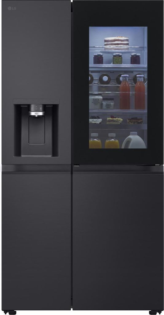 LG InstaView GSXE91EVAD Side-by-Side Kühlkombination Freistehend 628 l D Schwarz