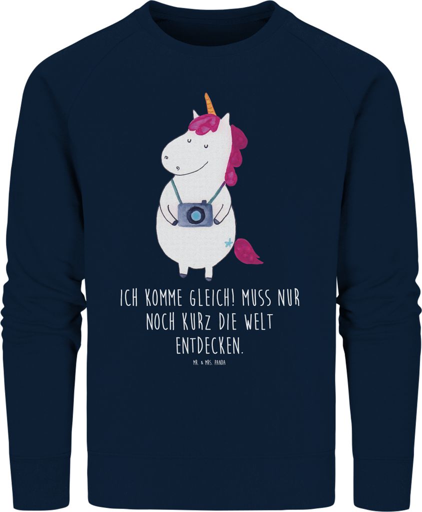 Mr. & Mrs. Panda Nachhaltiger Pullover Einhorn Fotograf Größe XL - French Navy - Geschenk, Kurztrip, Sweater, Organic Sweatshirt, Städtereise, K...