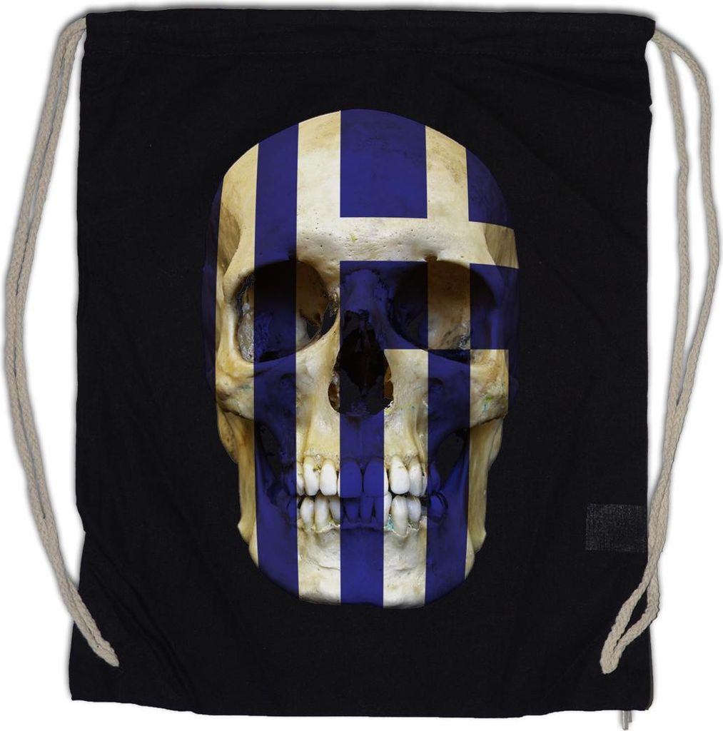 Urban Backwoods Classic Greece Skull Flag, Turnbeutel, Farbe: Schwarz