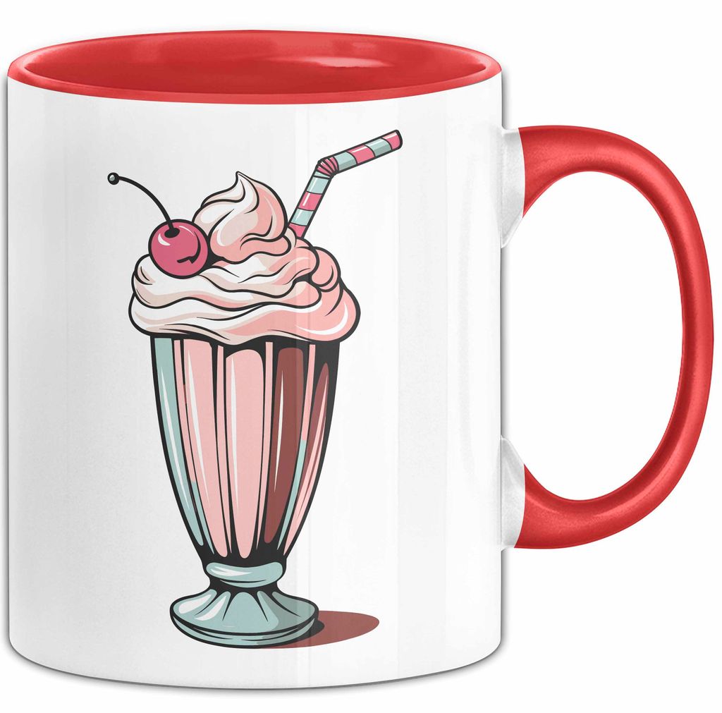 Milchshake Fan Tasse Geschenkidee Dessertgetränk Liebhaber (Rot)