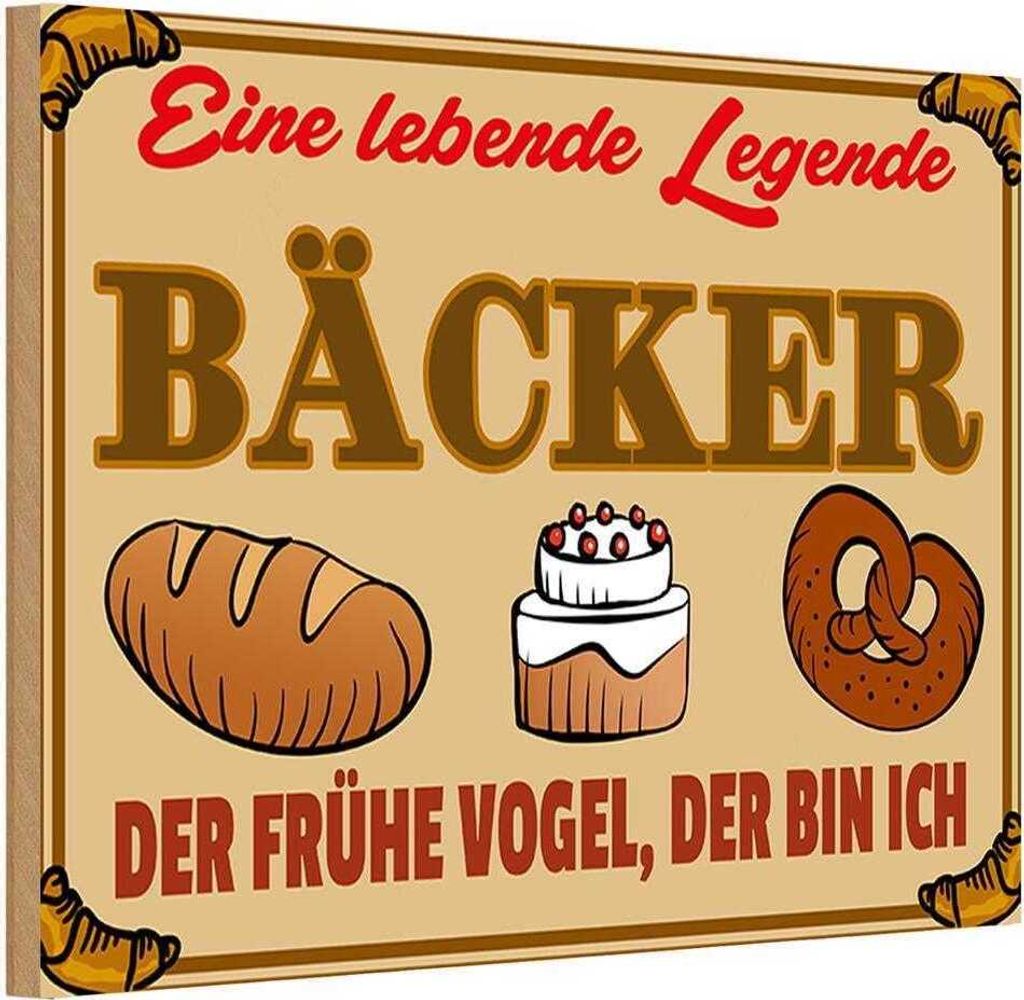 vianmo Holzschild 12x18 cm Essen Lebende Legende Bäcker Brot Trinken