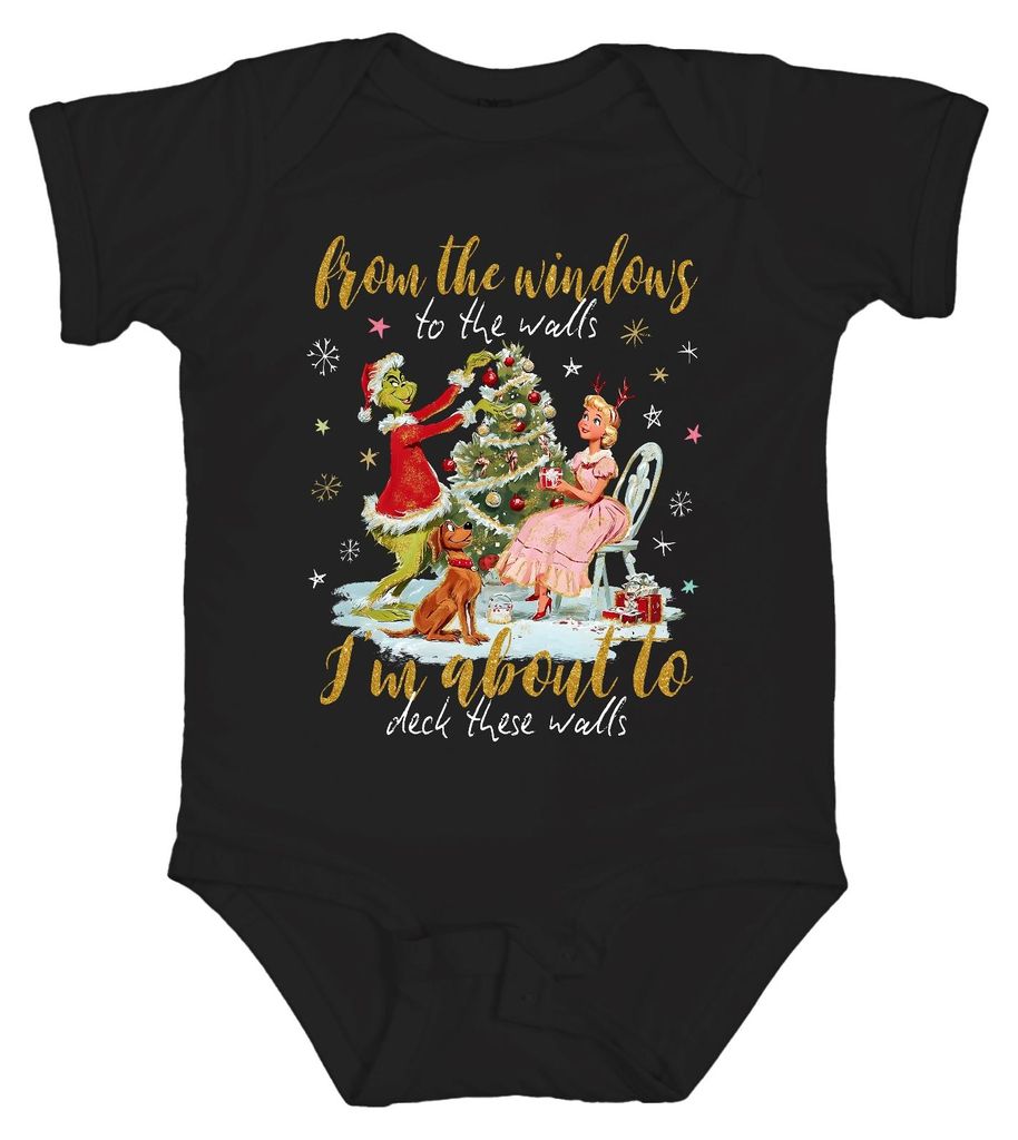 From the windows to the walls Grinch Christmas funny retro gift Unisex Baby Body, Schwarz, 18/24