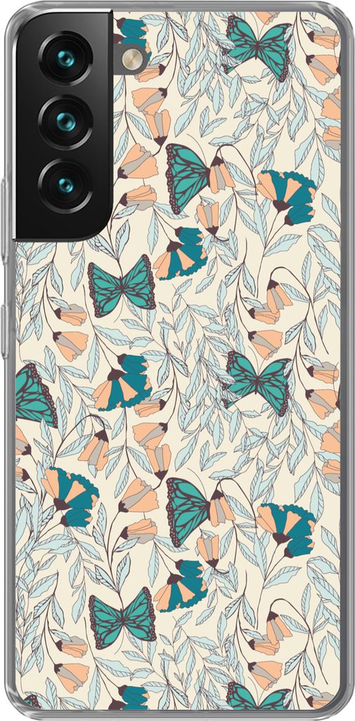 MuchoWow Handyhülle Schutzhülle Hülle für Telefoonhoesje Samsung Galaxy S22 Mädchen - Schmetterling - Blumen - Muster - Mädchen - Kinder - ...