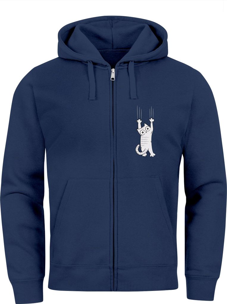 Zip Hoodie Herren Sweatjacke mit Kapuze Print Aufdruck Motiv Zipjacke Männer Fashion Streetstyle Neverless navy 4XL