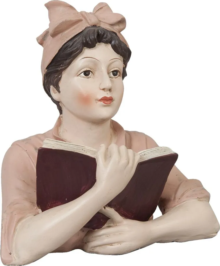 Statue Décorative Femme Design Romantique 19 cm Rose et Beige Clair