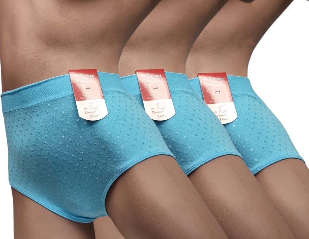 Dekker Taillenslip Damen Hüftslip Seamless 3er Pack ohne Nähte super elastisch (Packung, 3er - Pack) Satinpünktcken Hellblau, Gr. XXL