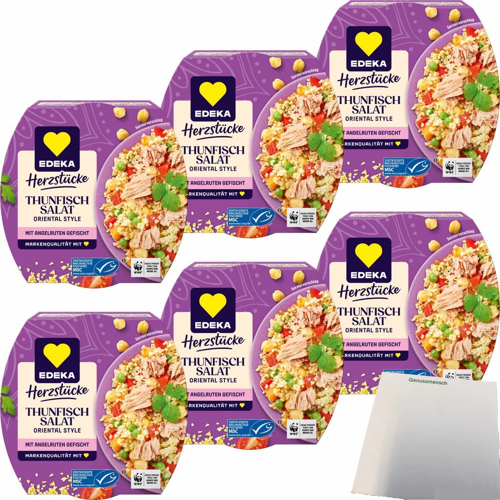 Edeka Herzstücke Thunfisch Salat Oriental Style 6er Pack (6x160g Dose) + usy Block