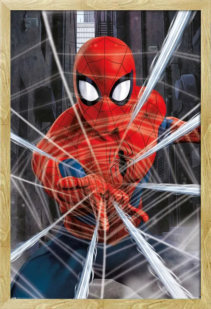 Poster Spider-Man Gotcha avec cadre Shinsuke® Maxi MDF hêtre 61x91,5 cm