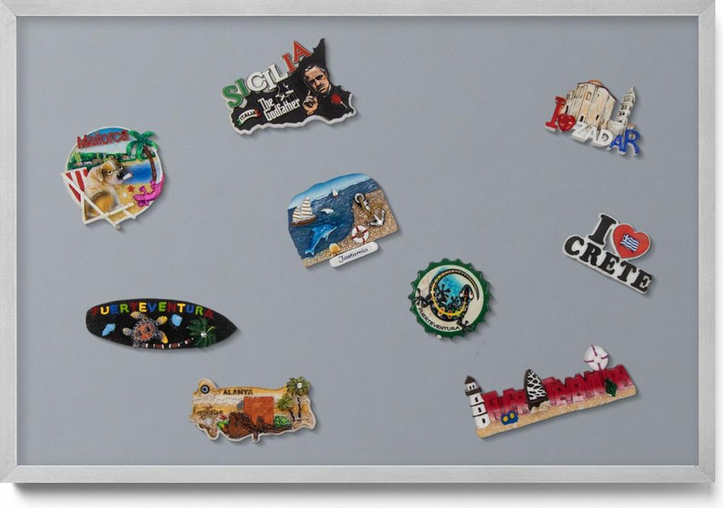 Magnetische Tafel 60x40 cm – Silberner Rahmen – Grau – Magnettafel, Magnetboard – Wohnzimmer, Büro