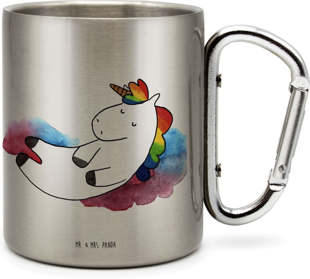 Mr. & Mrs. Panda Teetasse Einhorn Wolke 7 - Transparent - Geschenk, Thermobecher, Menschen, Edelstahl-Isolierbecher, Lustig, Unicorn, Einhörner, E...