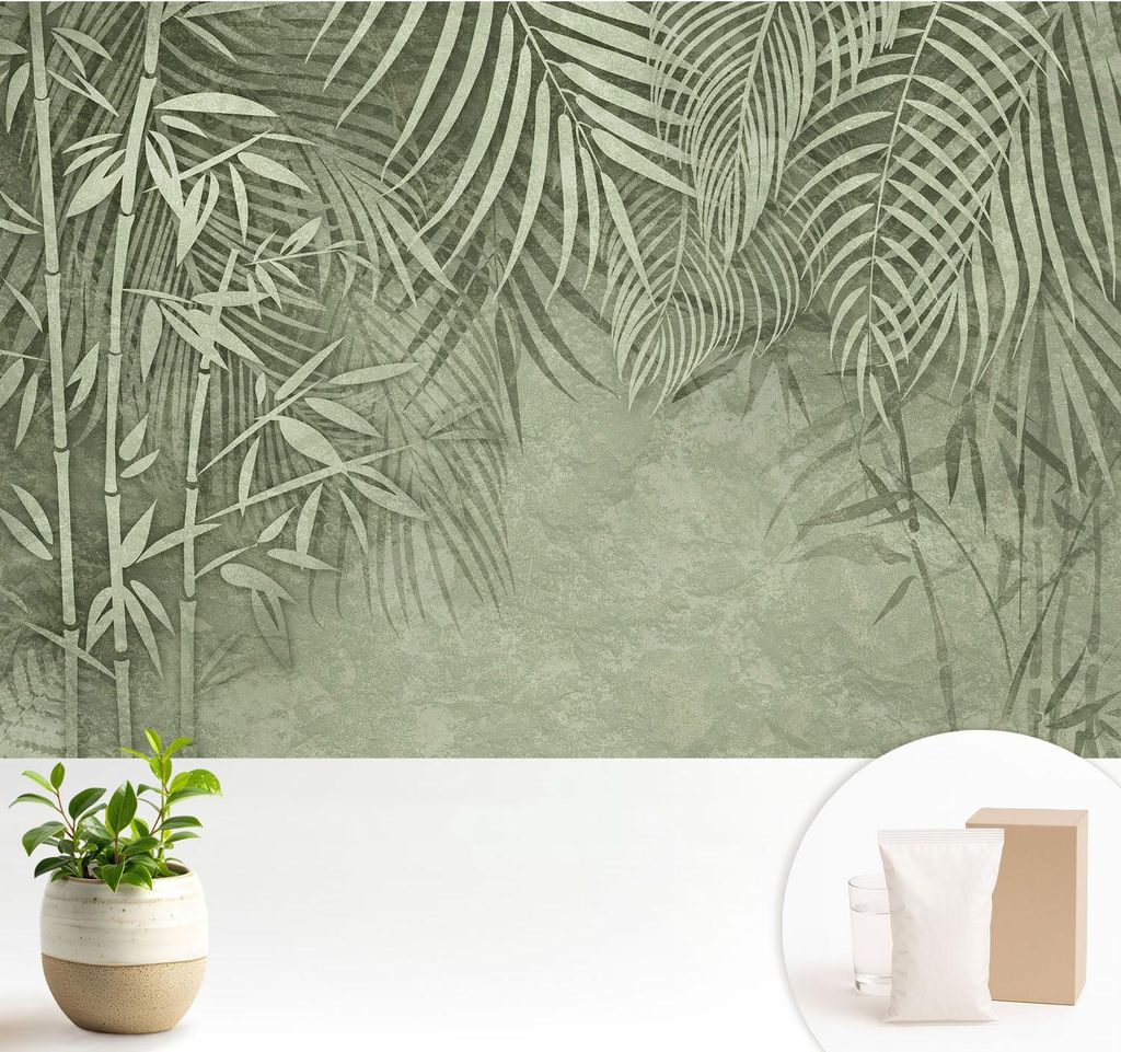 Fototapete - 104x70 cm - Tapete - Wandtapete - Wandbilder - Dekofolie - Tapete Folie - Wand - Dekoration - Wohnzimmer - Bambusparadies