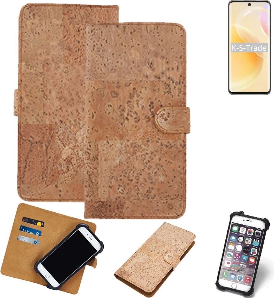 K-S-Trade Hülle kompatibel mit Huawei nova 8 International Version Kork Handyhülle Cover Schutzhülle TPU Case Bumper in Hellbraun, (1x)