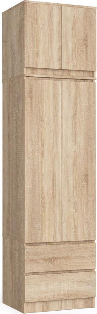 Kleiderschrank mit Aufsatz – Drehtürenschrank – Schlafzimmerschrank – STAR – Sonoma Eiche – 60 cm – Schrank mit 2 Türen und Schubladen