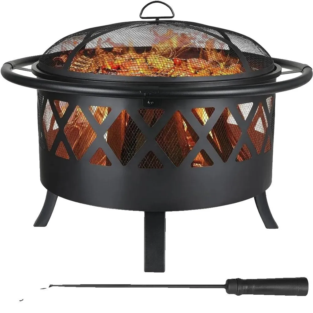 Brasero barbecue en fonte Ø 81 cm avec pare-étincelles et grille incluse
