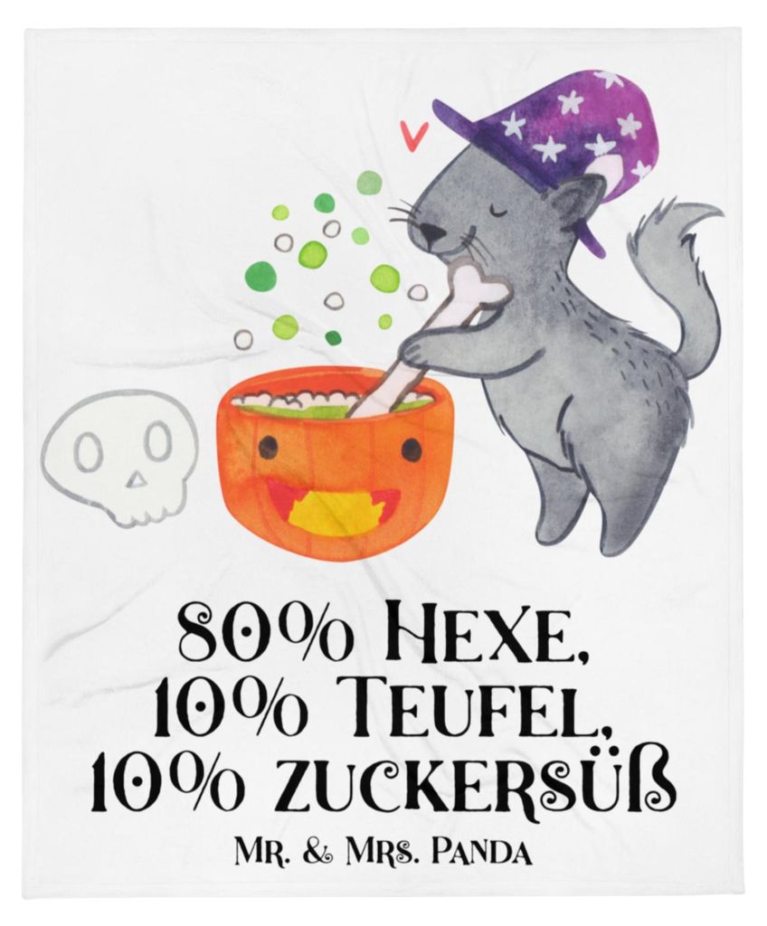 Mr. & Mrs. Panda Kuscheldecke Kater Hexenkessel - Weiß - Geschenk, Zaubern, Tagesdecke, Dekoration, Bettüberwurf, Zaubertrank, Plaid, Bettdecke, ...