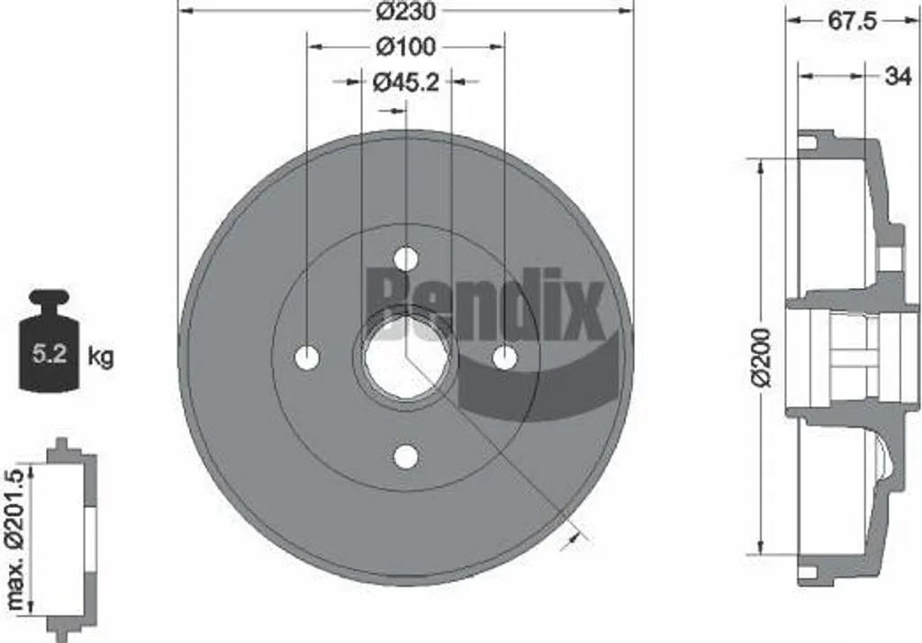 Tambour de frein Bendix BDM1105 en fonte renforcée OE 58411FD100 Kia